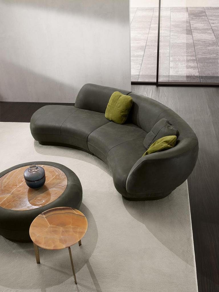Sofa Sitzer Möbel Sitz Sofa Luxus Leder 3 Relax Textil Modern Rund Polster JVmoebel