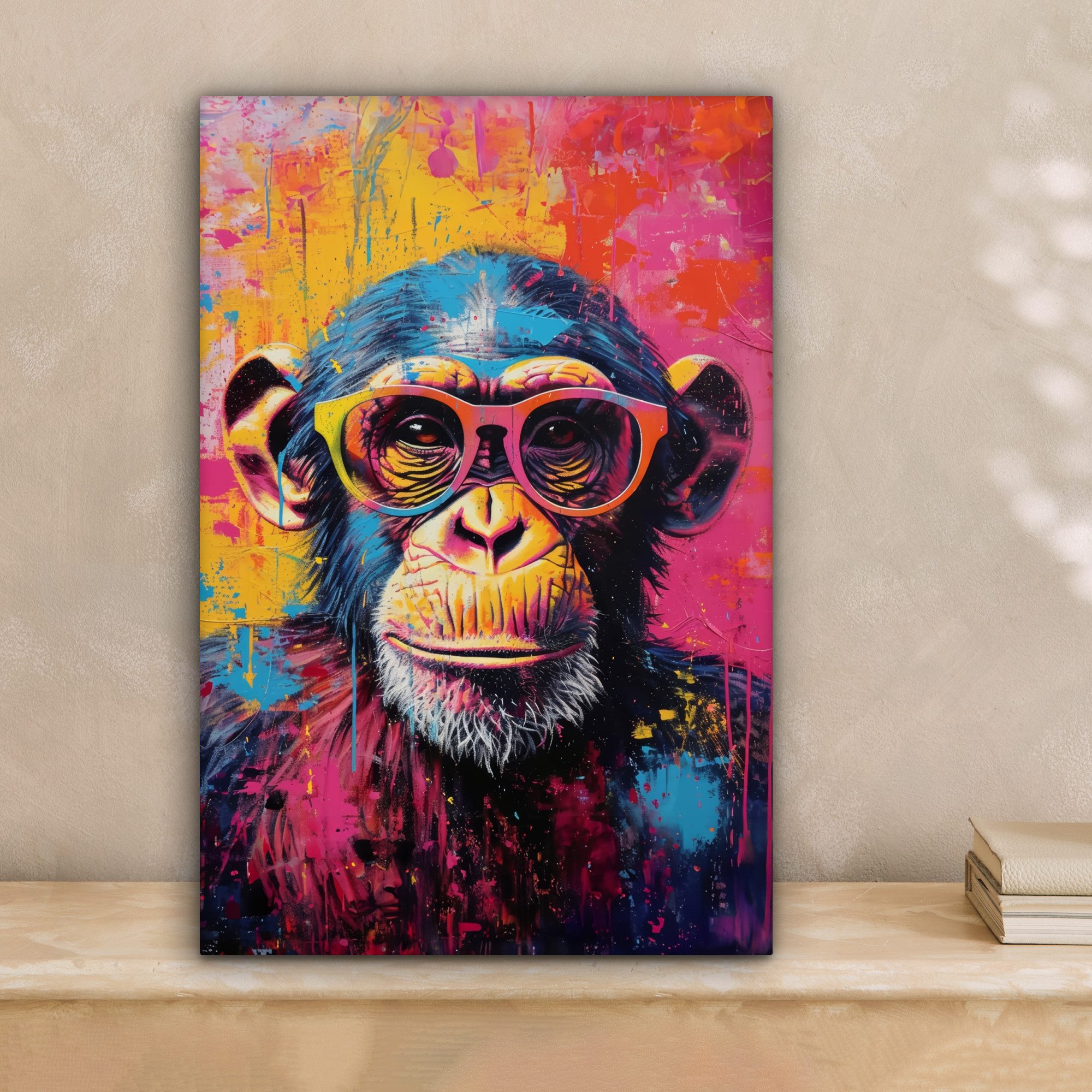 OneMillionCanvasses® Leinwandbild Graffiti - Schimpanse - Affe - Brille - F günstig online kaufen