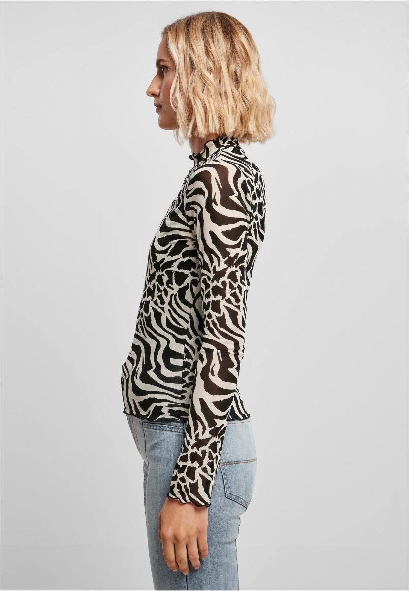 URBAN CLASSICS Longsleeve Ladies AOP Mesh Turtleneck Longsleeve Frauen Lang günstig online kaufen