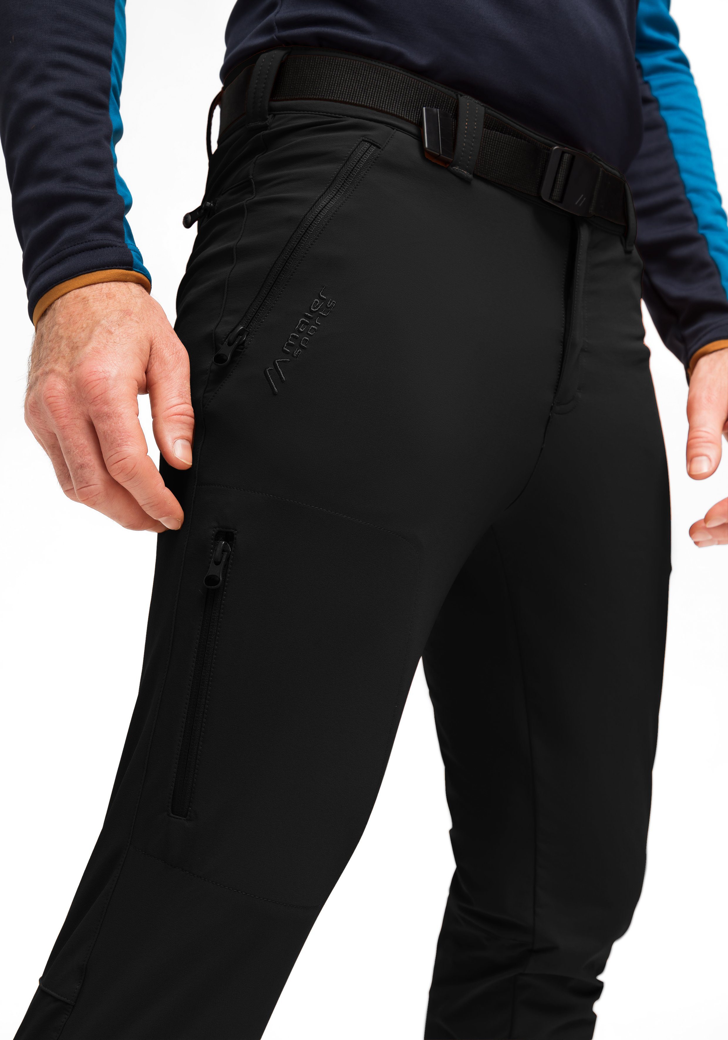 Maier Schmal schwarz Naturno elastisch Funktionshose slim Sports geschnittene Trekkinghose,