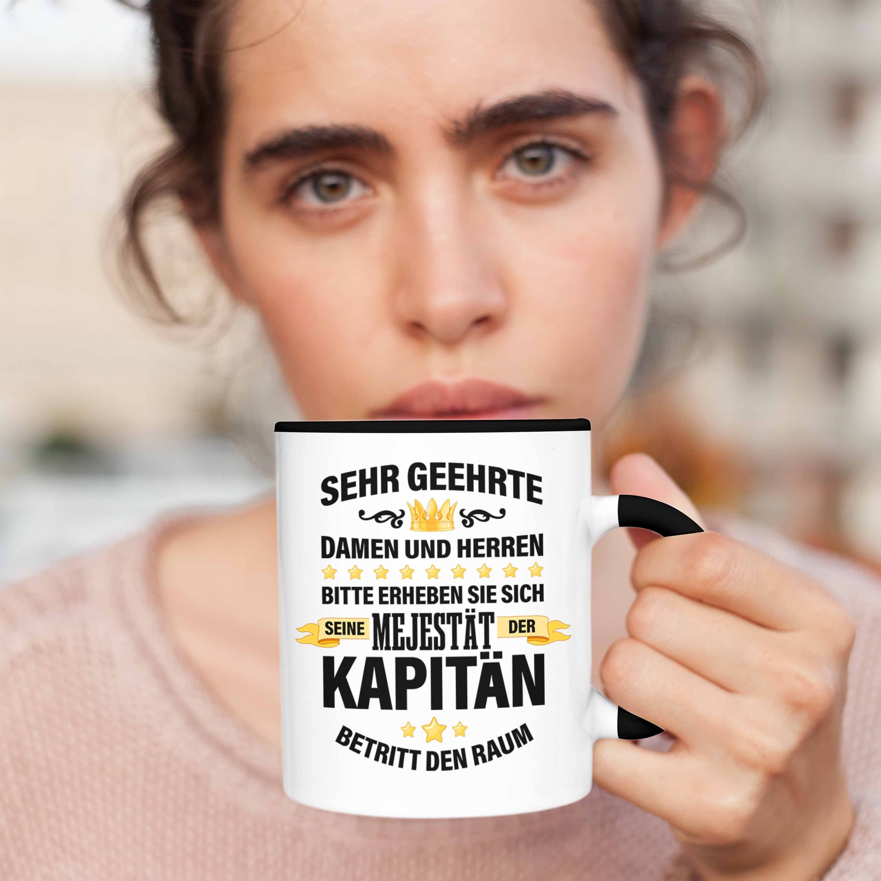 Schwarz Tasse Tasse Trendation Geburtstag Geschenkidee Kapitän Geschenk Trendation Vater Spruch Männer - Käpten