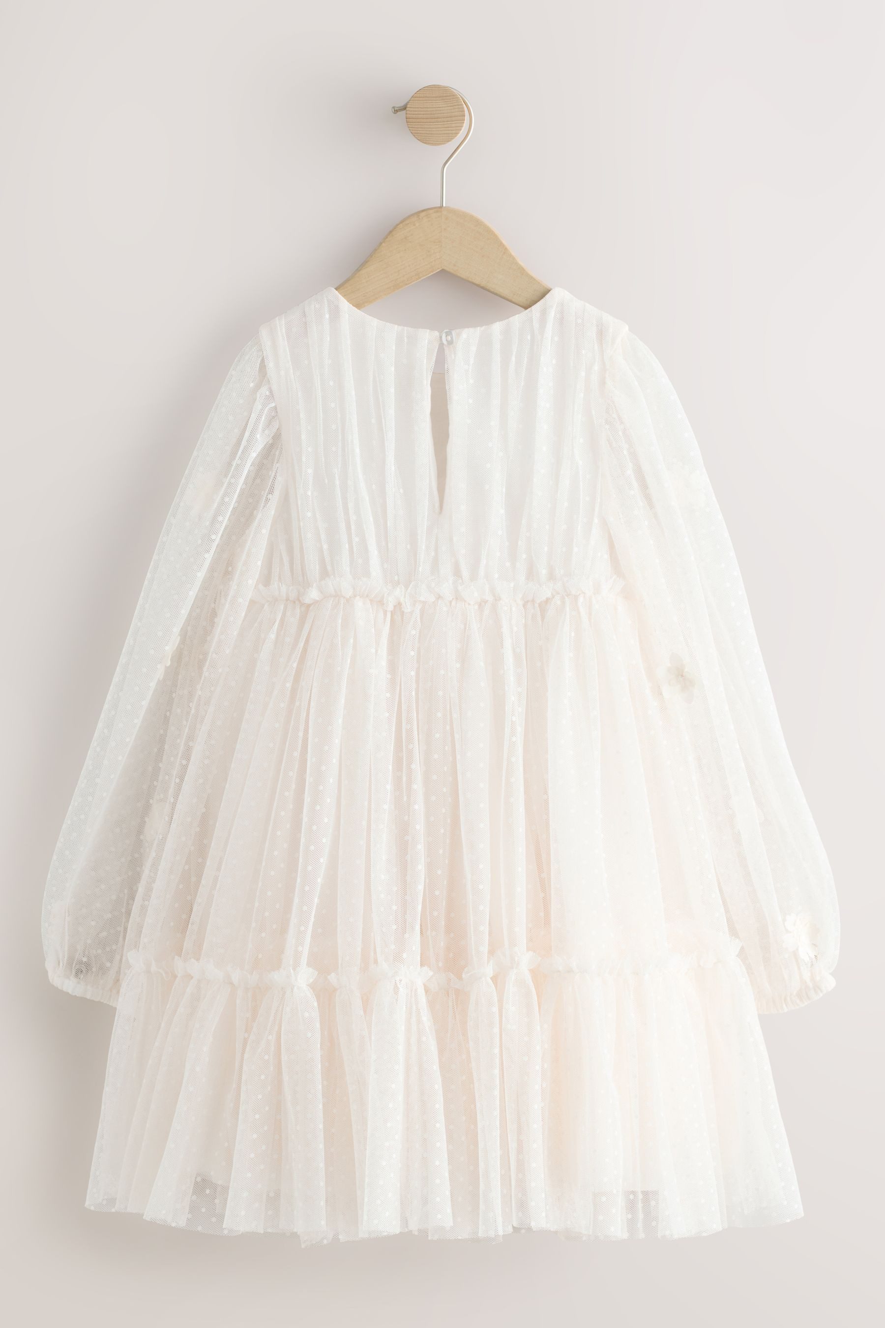 Next Meshkleid Langärmeliges 3D-Blumen-Kleid mit Mesh (1-tlg)