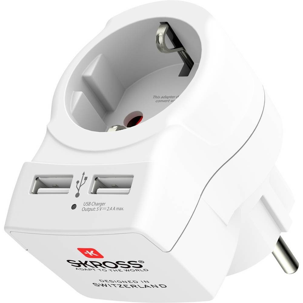 SKROSS Steckdose USB Charger mit integr. Steckdose für Europa 1500282, mit USB