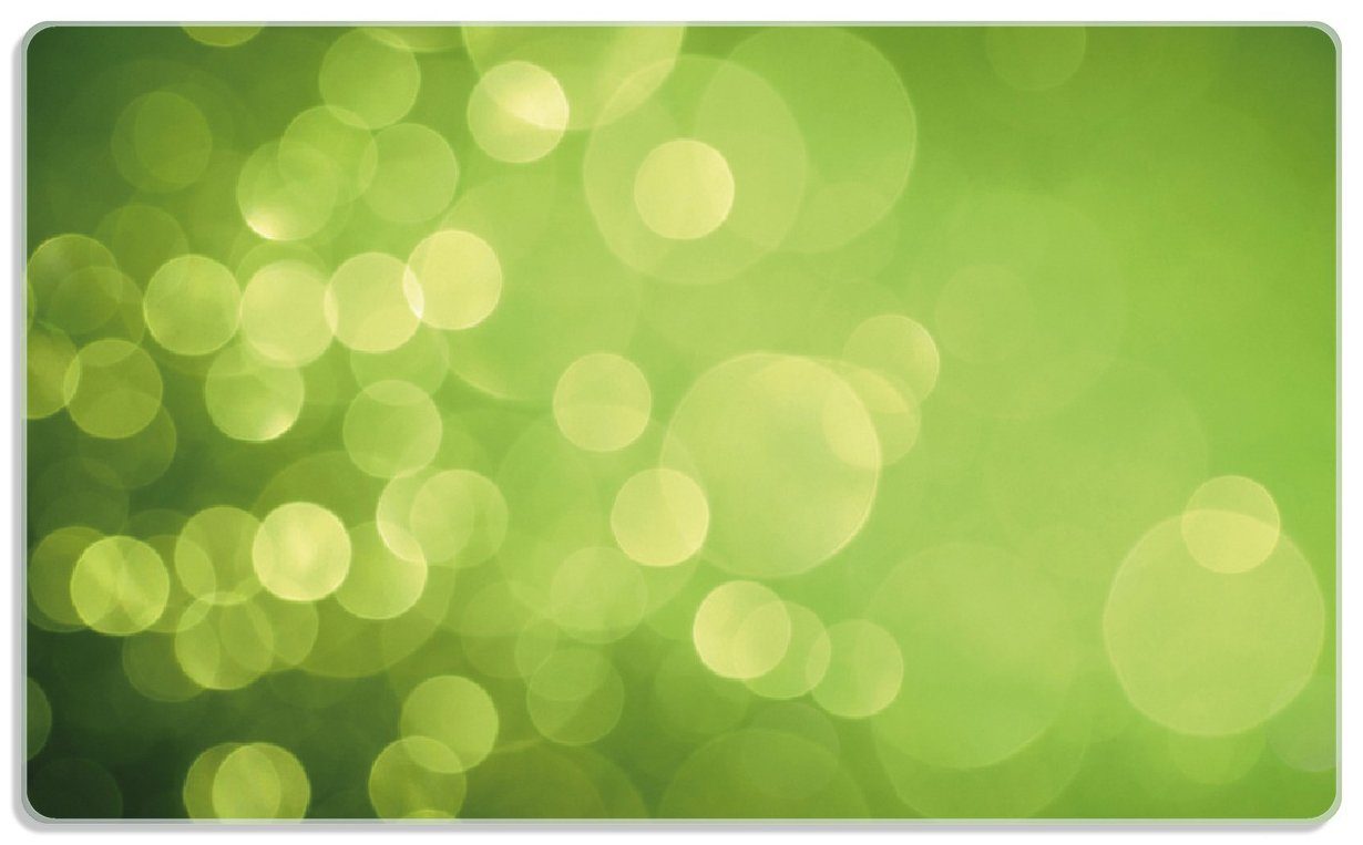 Wallario Frühstücksbrett Abstrakte grüne Kreise grüne Lichtpunkte, ESG-Sicherheitsglas, (inkl. rutschfester Gummifüße 4mm, 1-St), 14x23cm