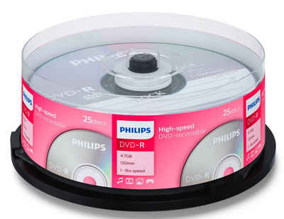 Philips DVD-Rohling 25 Philips Rohlinge DVD-R 4,7GB 16x Spindel