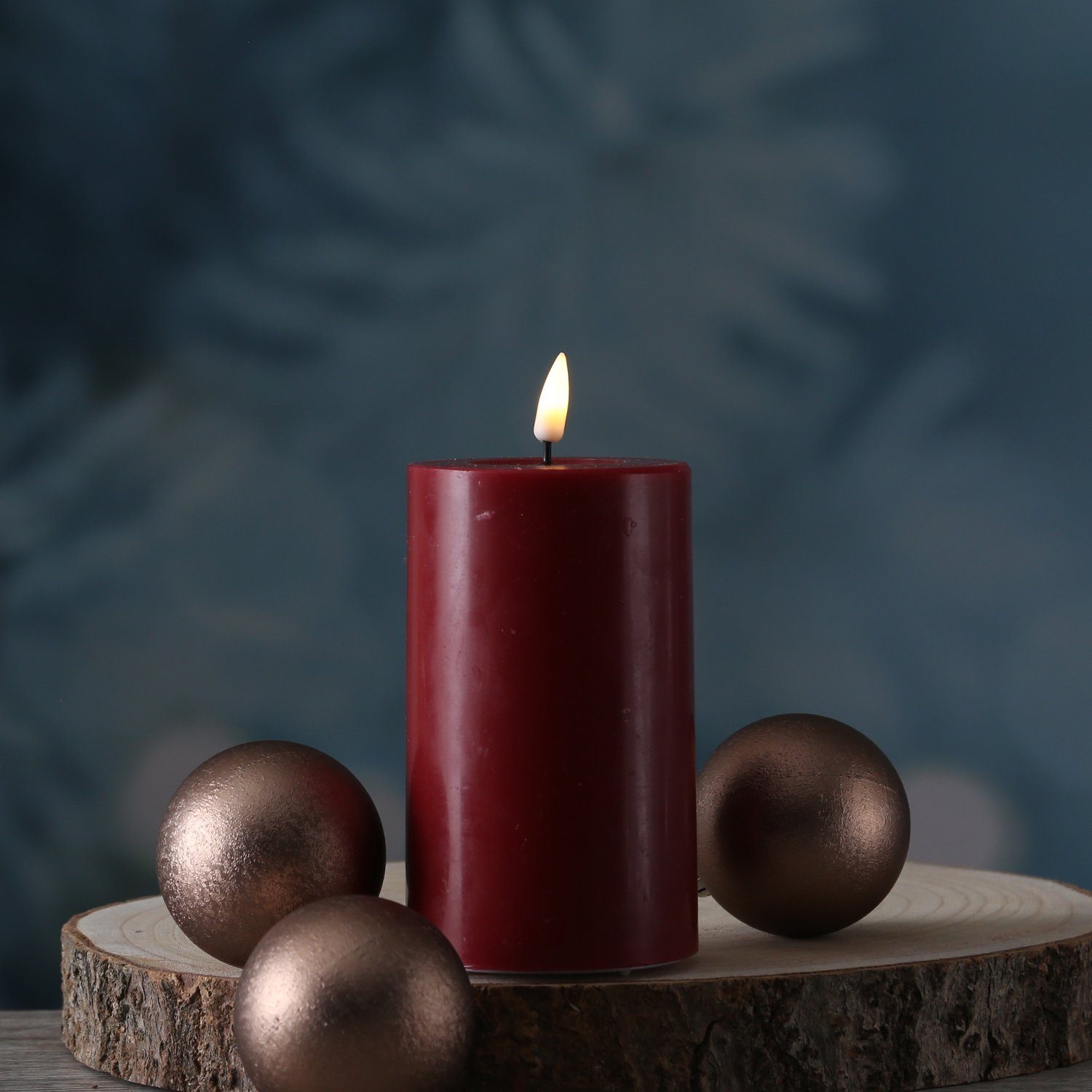 Deluxe Homeart LED-Kerze Mia Echtwachs Wachsspiegel flackernd H: 12,5cm D: günstig online kaufen