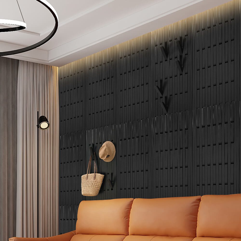 HOME DELUXE Garderobe Garderobenpaneel QUEST 55 x 4 x 105 cm, Aus Kautschukbaum, Hakenpaneel, Wandgarderobe, Kleiderhaken