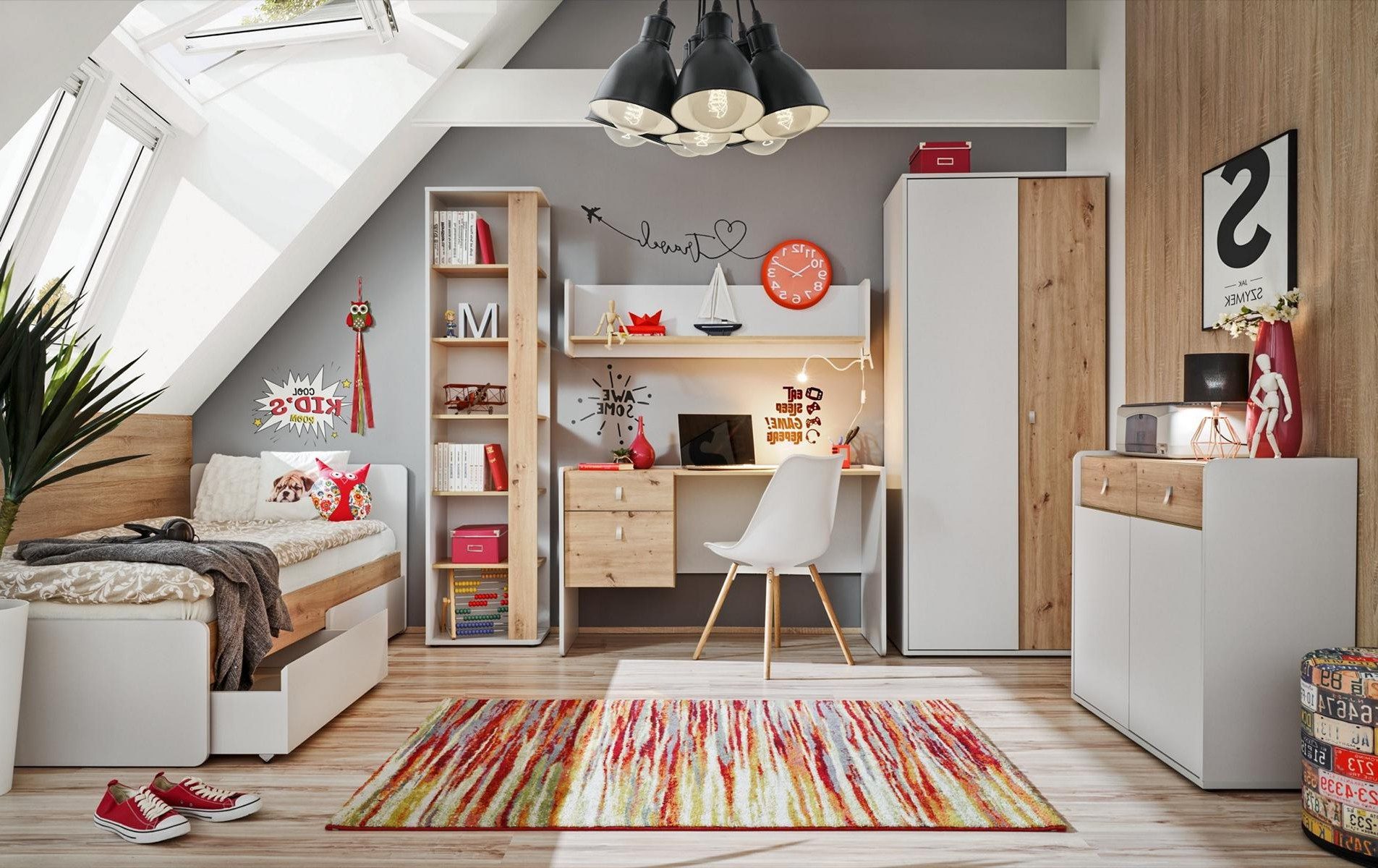 Xlmoebel Jugendzimmer-Set 6-teiliges Kinderzimmer Set mit Kleiderschrank und Möbeln, (6-tlg), Made in Europa