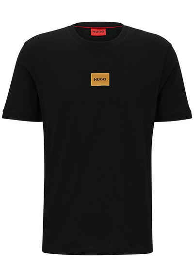 HUGO Kurzarmshirt Hugo Boss Shirt Diragolino mit Label-Patch auf der Brust
