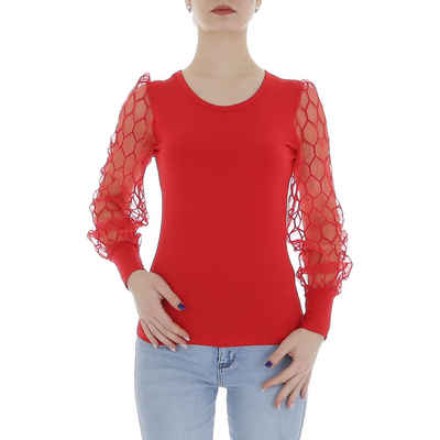 Ital-Design Spitzenbluse Damen Elegant (86164455) Spitze Top & Shirt in Rot