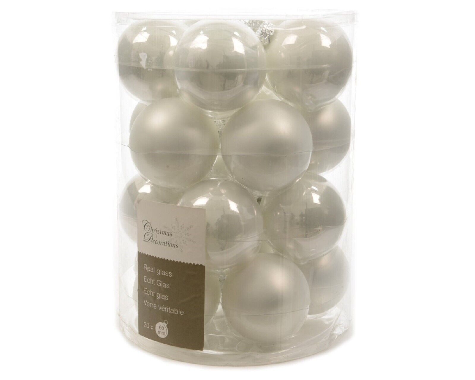 Kaemingk Weihnachtsbaumkugel Weihnachtsbaumkugeln Glas Ø 6 cm 20 Stück weiß günstig online kaufen