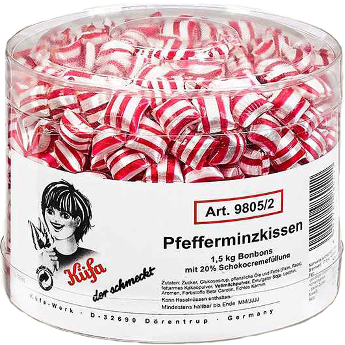 KUEFA Süßigkeit, Küfa Pfefferminzkissen Lutschbonbons mit Schokocremefüllung 1500g