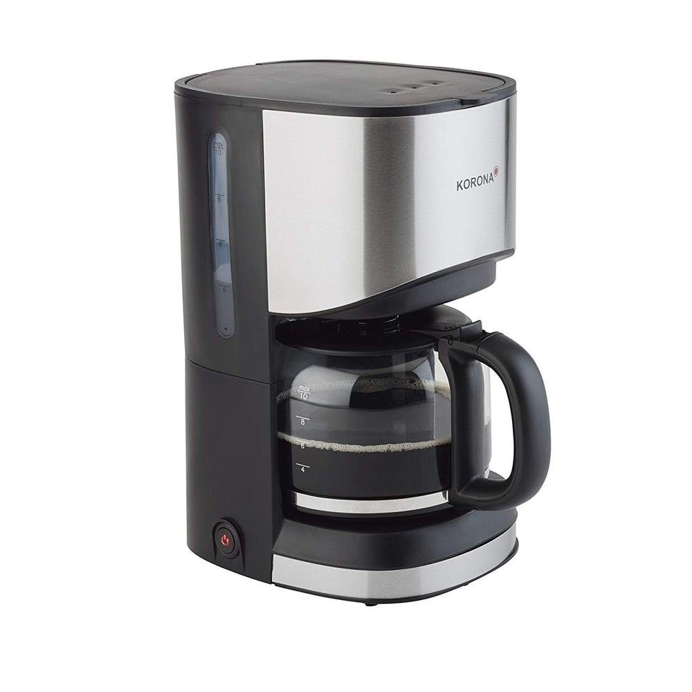 KORONA Filterkaffeemaschine Kaffeemaschine 10252, Schwarz / Edelstahl, 10  Tassen, 1,25 L, 1x4 Filtereinsatz, 80 Watt, Abschaltautomatik,  Wasserstandsanzeige, Warmhaltefunktion, Kaffeeautomat