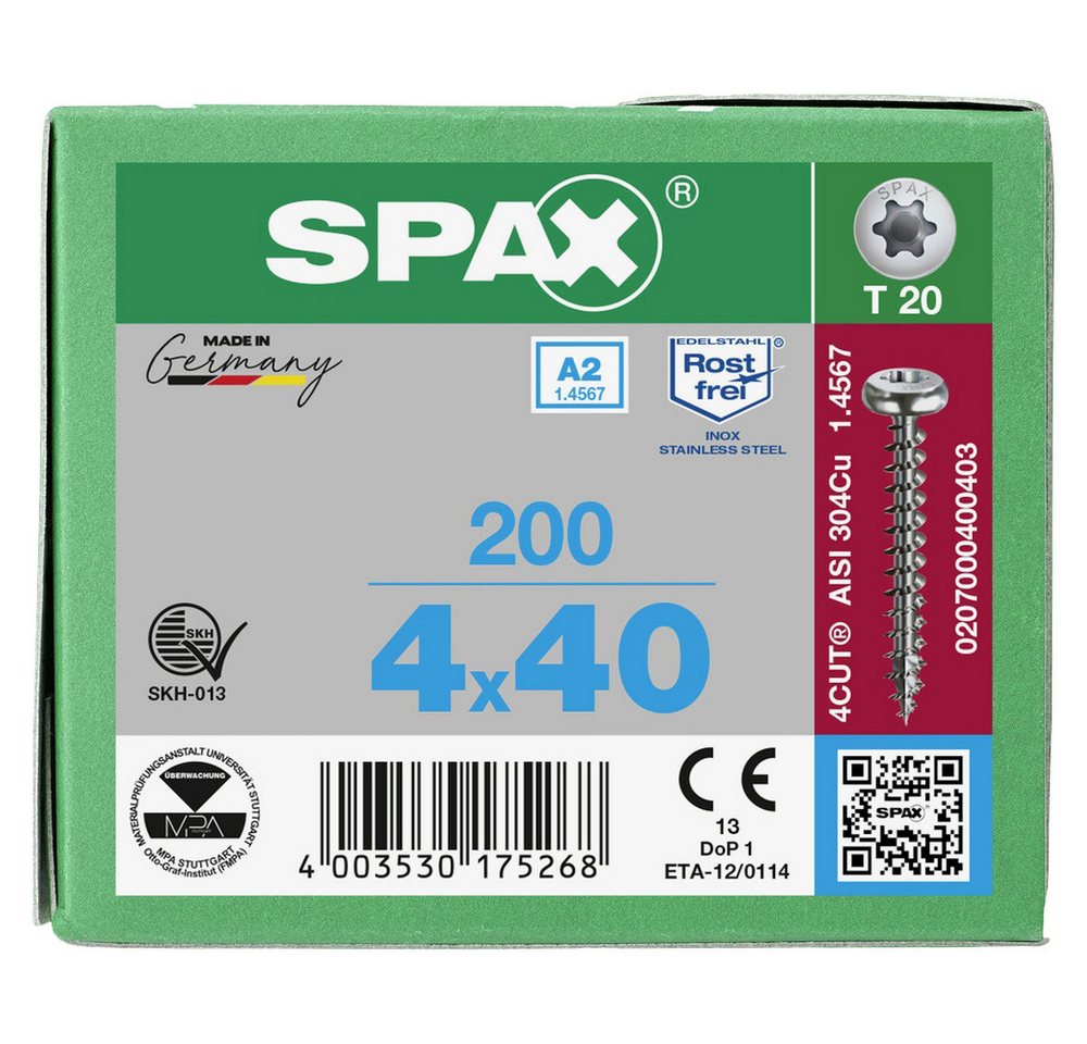 Thumbnail - SPAX Schraube SPAX 0207000400403 Holzschraube 4 mm 40 mm T-STAR plus Edelstahl A