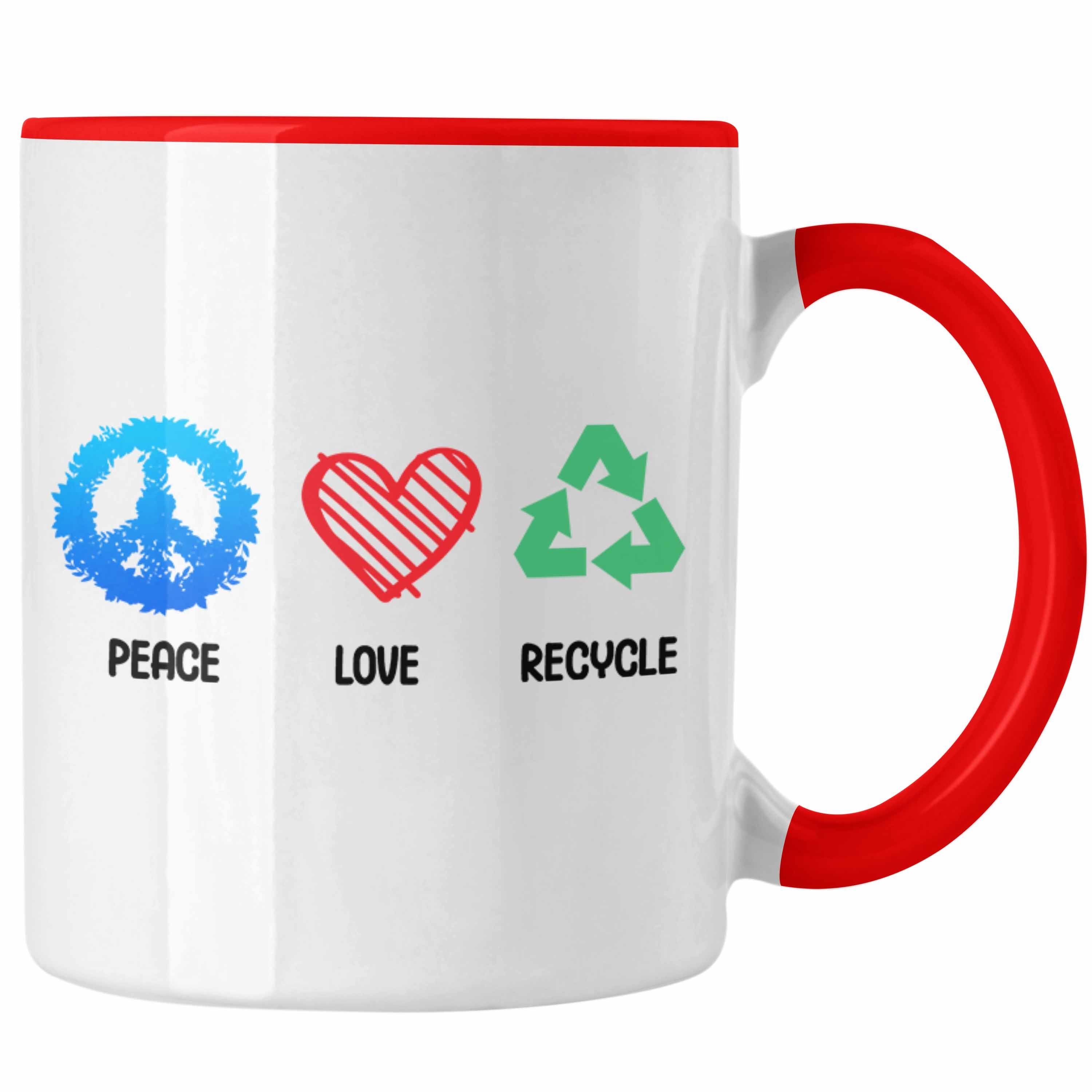 Trendation Tasse Welt Umwelt Aktivisten Tasse Geschenk Generation Retten Recyceln Rot