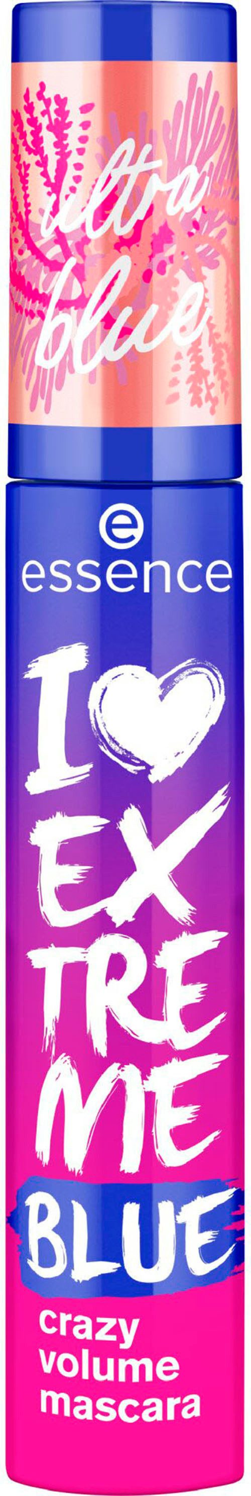 Essence Mascara live LIFE in CORAL I LOVE EXTREME BLUE crazy volume mascara, 3-tlg., mit extra Volumen