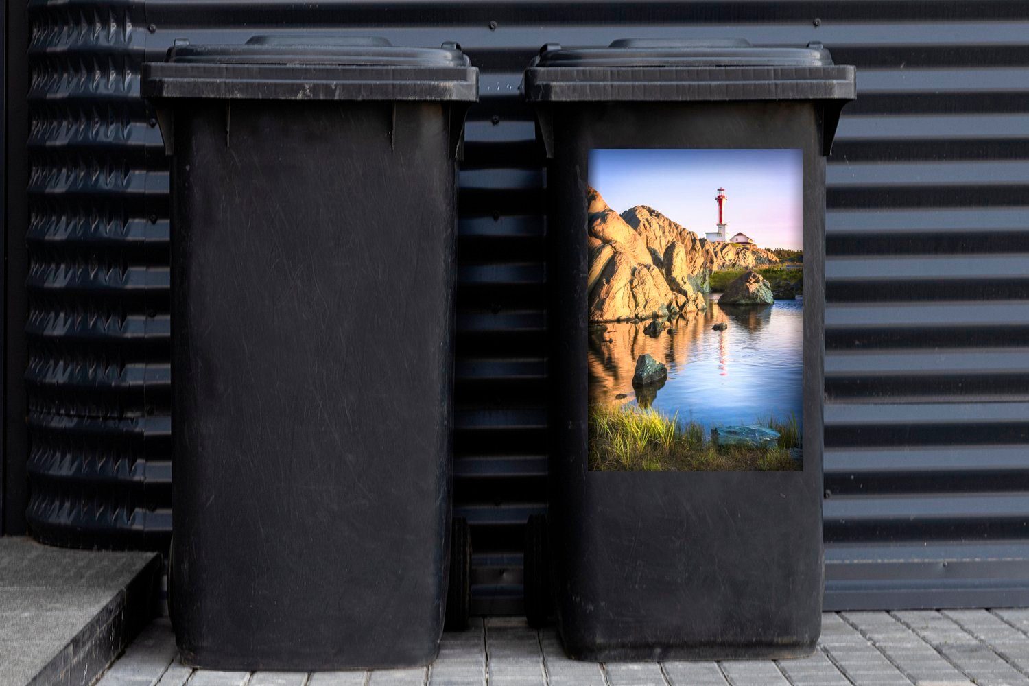 Leuchtturm Wandsticker Blick mit in Meer St), Sticker, auf Mülleimer-aufkleber, der Mülltonne, (1 Fundy Abfalbehälter Container, das Bay MuchoWow