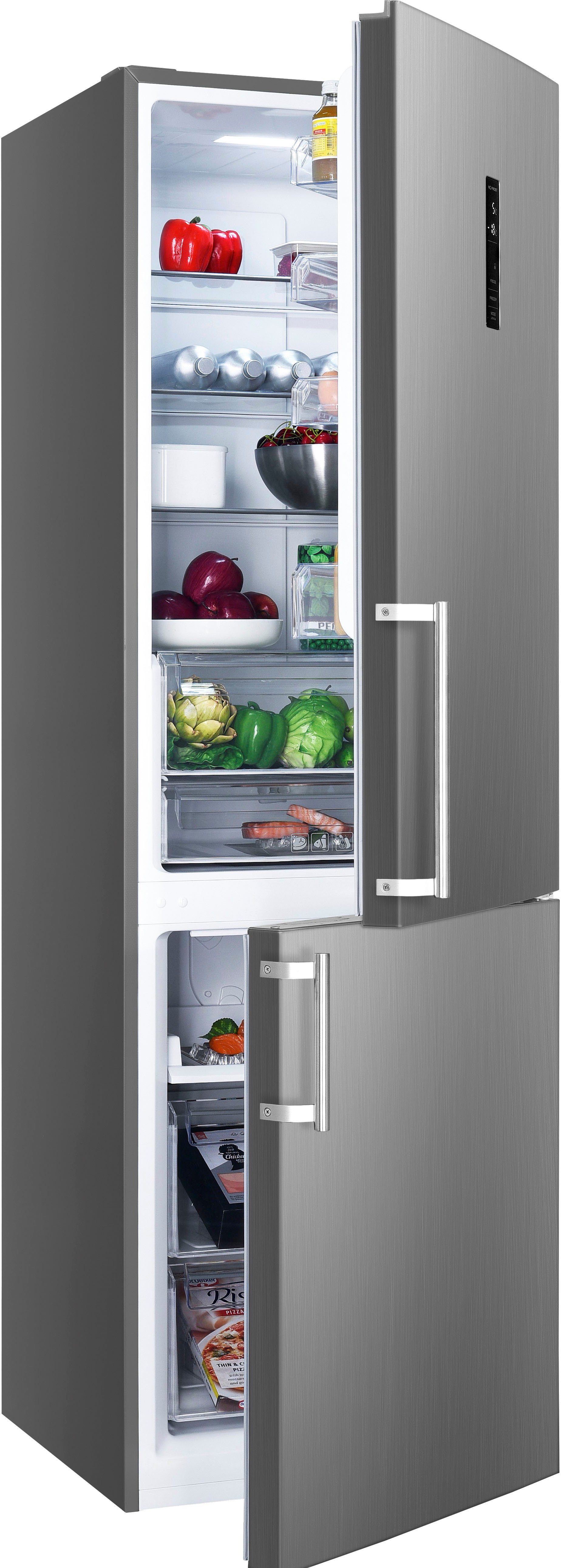 Hanseatic Kühl-/Gefrierkombination HKGK19560CNFDI, 195 cm hoch, 60 cm breit, Schnellgefrierfunktion, Eco-Modus, NoFrost, Display, Türalarm