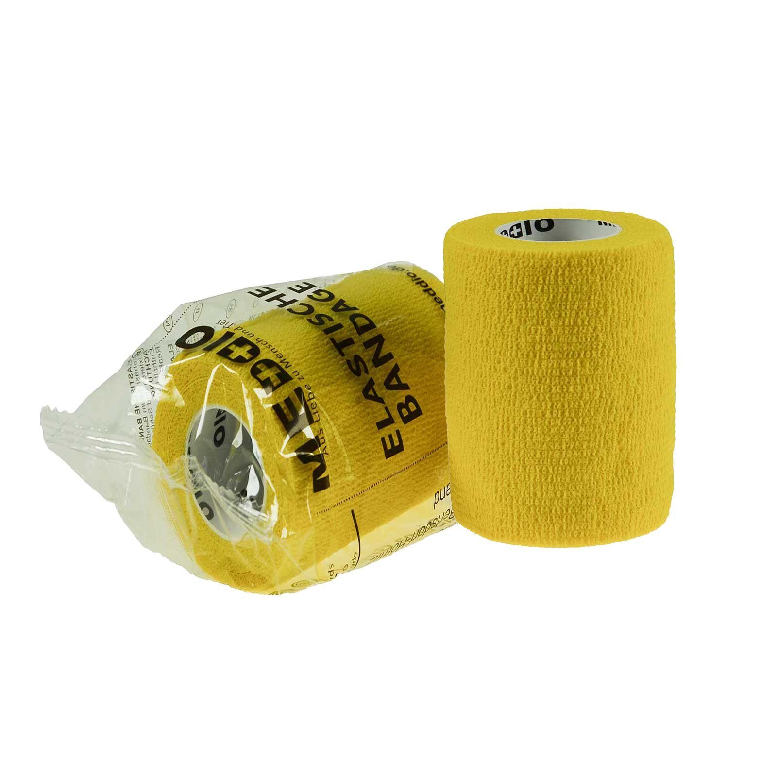 meDDio Pferdebandage 1 Haftbandage Selbsthaftende Bandage gelb 4,5m Fixierbinde / x 7,5cm