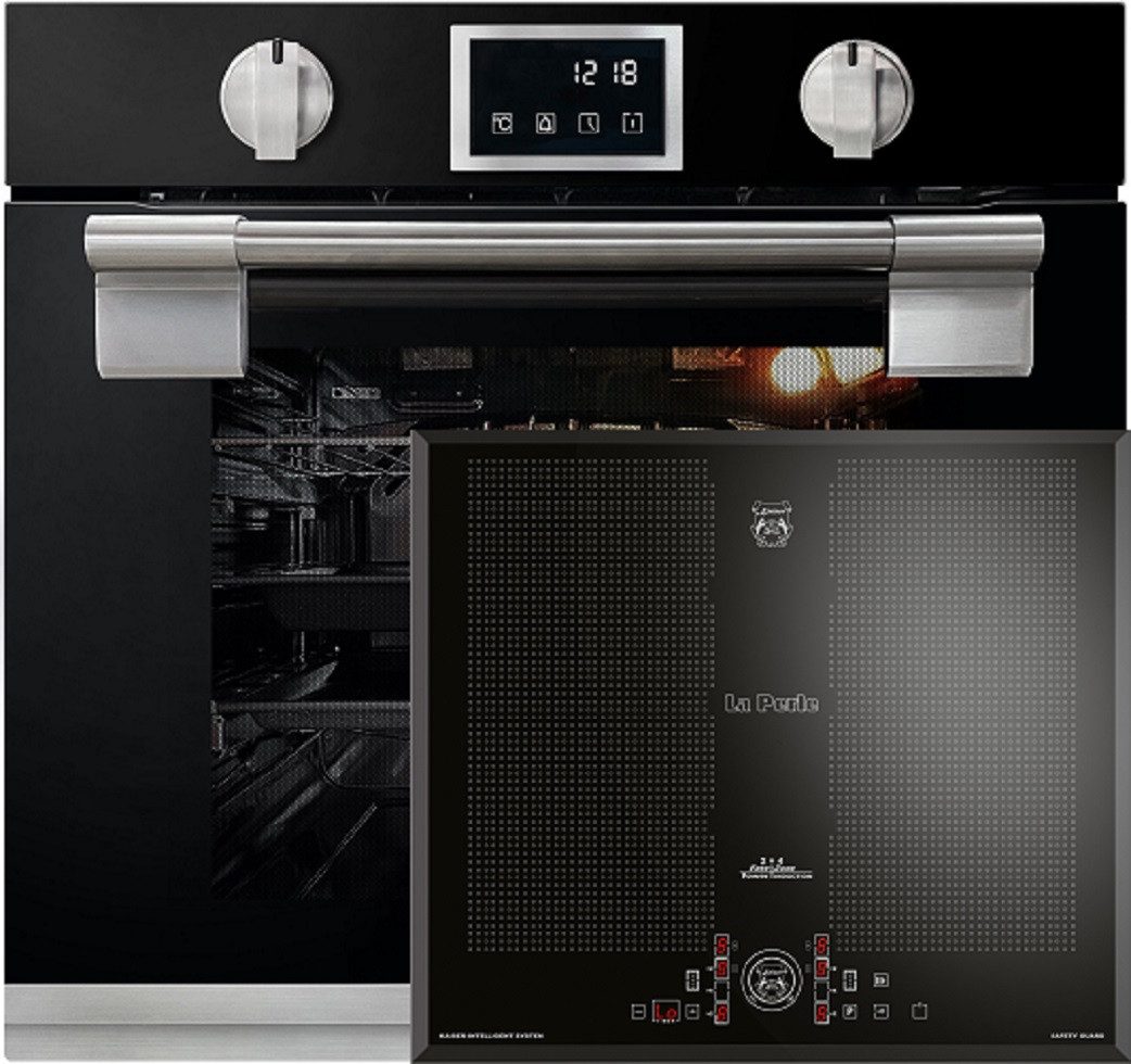 Backofen-Set Herd Set Autark Einbau Backofen, massives Metall, 79L, 60 cm mit Induktions-Kochfeld 60 cm FREE ZONE mit 2 FLEX Induktions-Zonen EH 6338 s+KCT 61 FI.