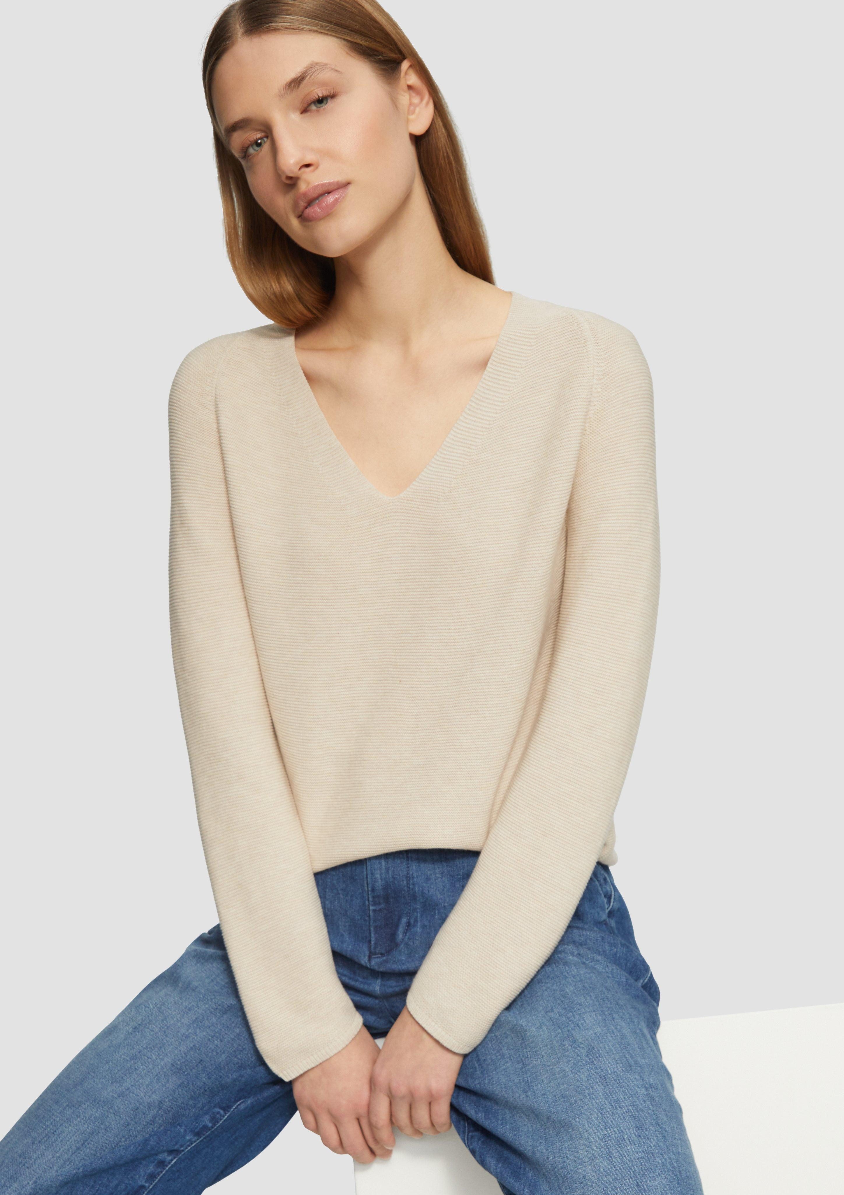 s.Oliver Strickpullover Gerippter Strickpullover aus Baumwollmix günstig online kaufen