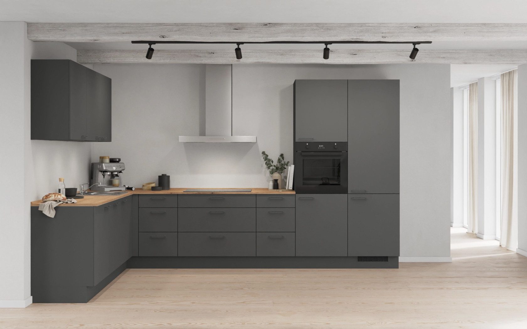 nobilia® Winkelküche Socker, individuell anpassbar, gratis Küchenplanung mit Profis, (Breite 613.2 cm), vormontiert, wahlw. mit E-Geräten, inkl. Lieferung