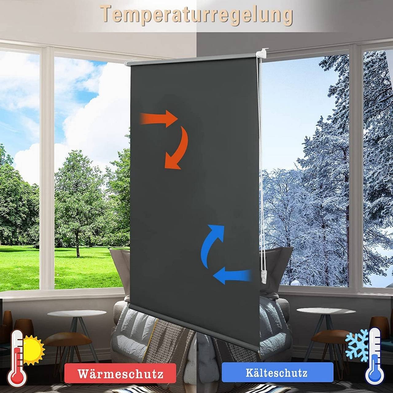 Verdunklungsrollo, Woltu, verdunkelnd, verspannt, Klemmfix, ohne Bohren easyfix
