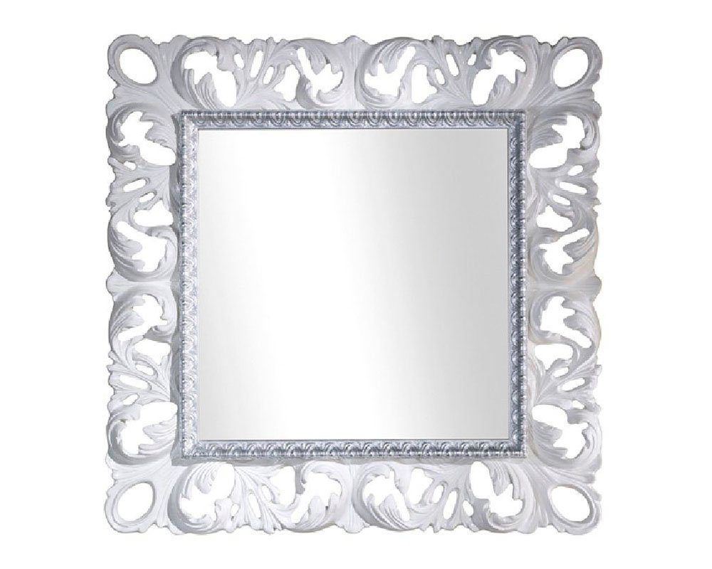 ASR Rahmendesign Barockspiegel mit weiß lackiert Blattsilberdetails) hellen quadratisch, glänzend Ostuni (perforiert