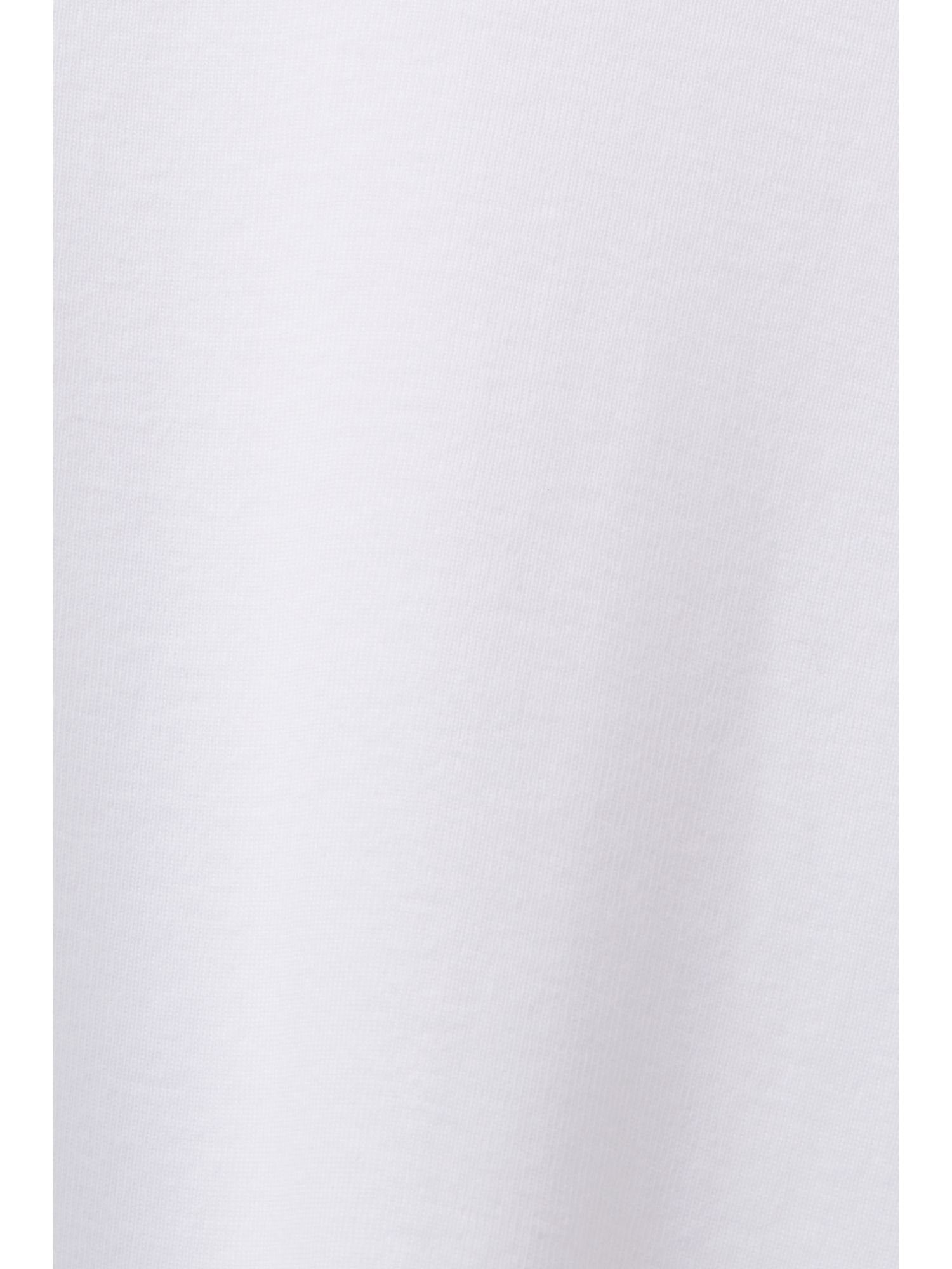 Esprit aus Top Baumwolljersey WHITE (1-tlg) mit Bogenkante Langarmshirt