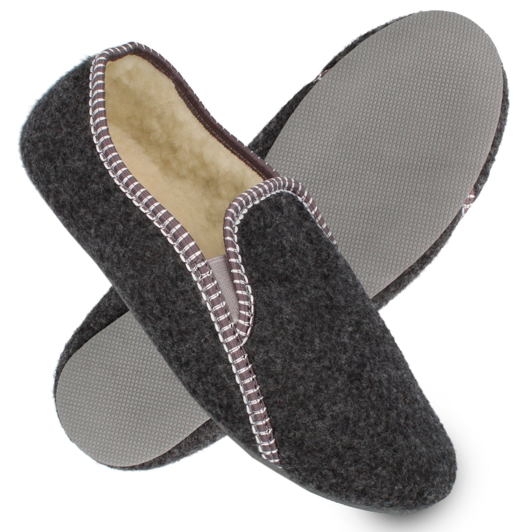 filsko Balk Herren Filz Hausschuh mit Gummisohle, zum schlupfen, Slip-On