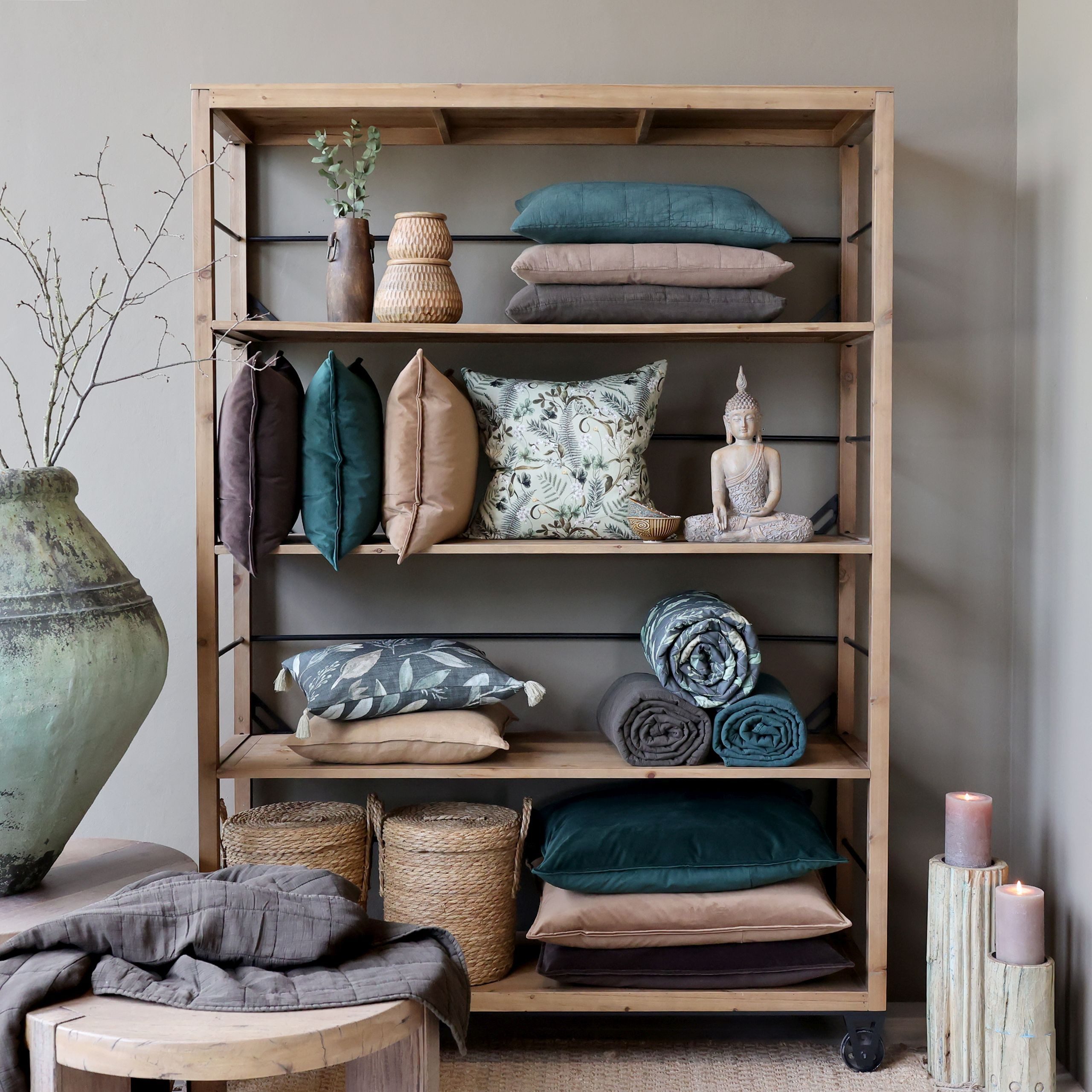 Chic Antique Bücherregal Vintage Regal Cédric auf Rädern 200x150 cm