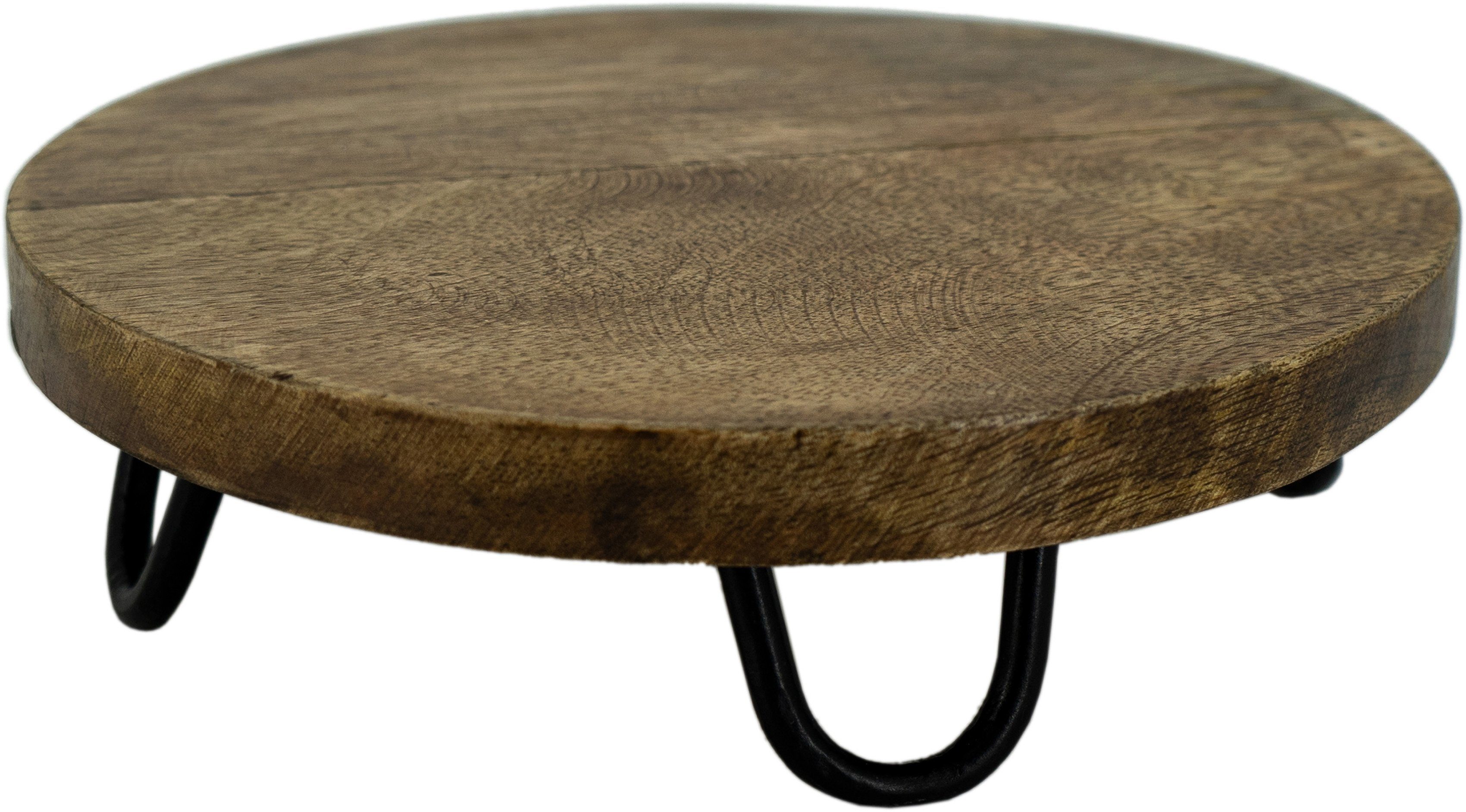 NOOR LIVING Servierplatte, Holz, (1-tlg), aus exclusivem Mango-Holz, Mit  Füßen aus schwarzem Metall