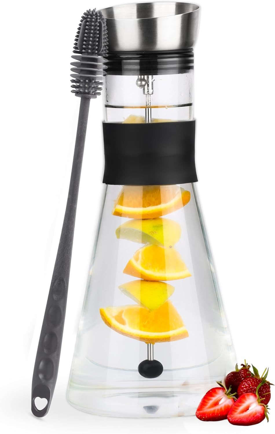Wasserkaraffe Belle Vous Glaskaraffe 1,4L mit Deckel Fruchtspieß
