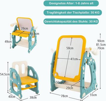 KOMFOTTEU Kinderstaffelei 4 in 1, mit magnetische Zeichentafel, für Kinder von 1-8 Jahren