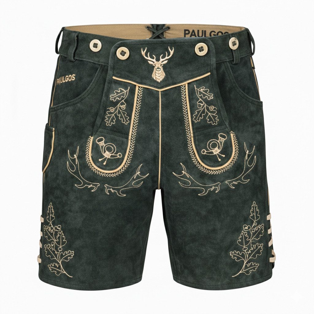 PAULGOS Trachtenhose Herren Lederhose Kurz mit Trägern 100% Echtleder - HK5 günstig online kaufen