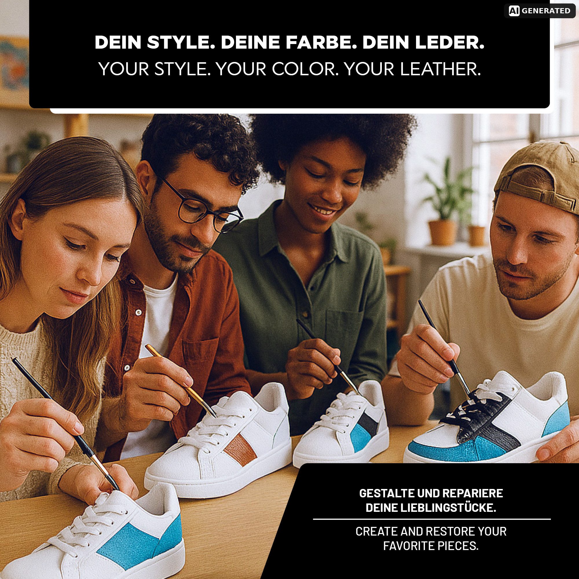 LM-Kreativ Bastelfarbe Lederfarben-Set zum Färben & Auffrischen von Leder & Kunstleder, Farbset für Leder & Kunstleder, deckend, flexibel, mischbar – Bild 4 von 5