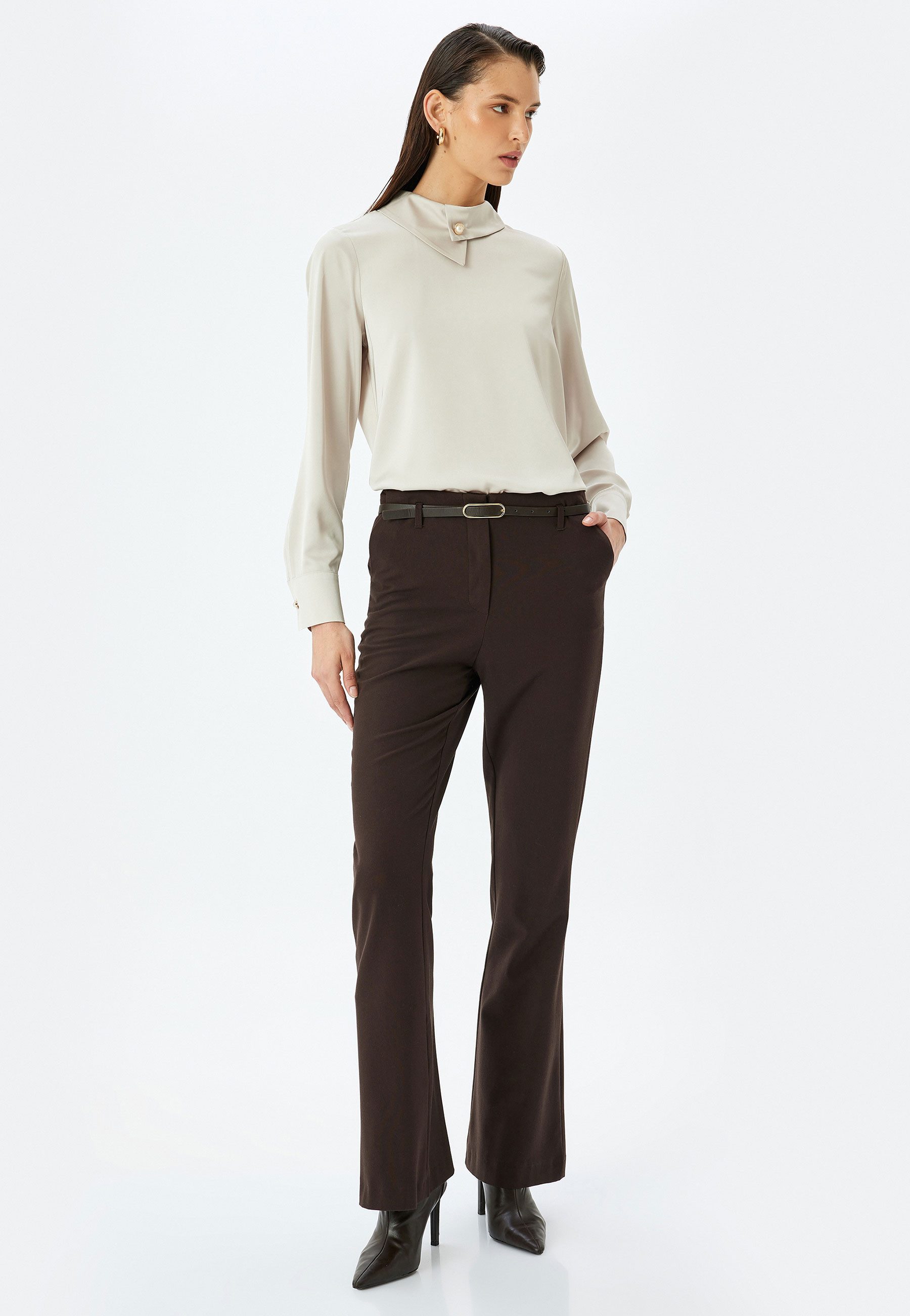 Koton Langarmbluse Langärmelig Asymmetrischer Kragen Langarmbluse günstig online kaufen