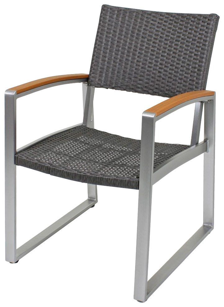 Garden Pleasure Gartenstuhl AVA (Set, 2 St), 2er Set, Polyrattan/Teakholz, altweiß