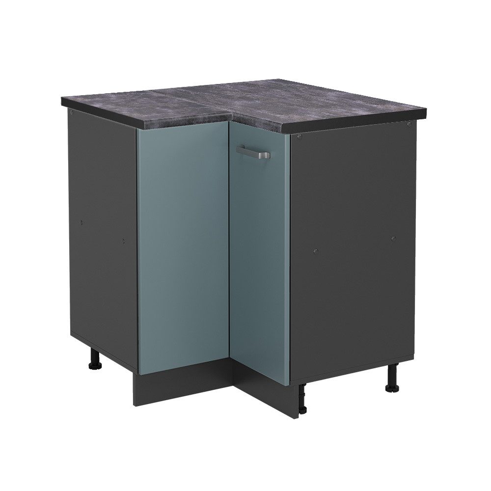 Vicco Eckunterschrank R-Line, Blau-Grau/Anthrazit, 75.6 cm, günstig online kaufen