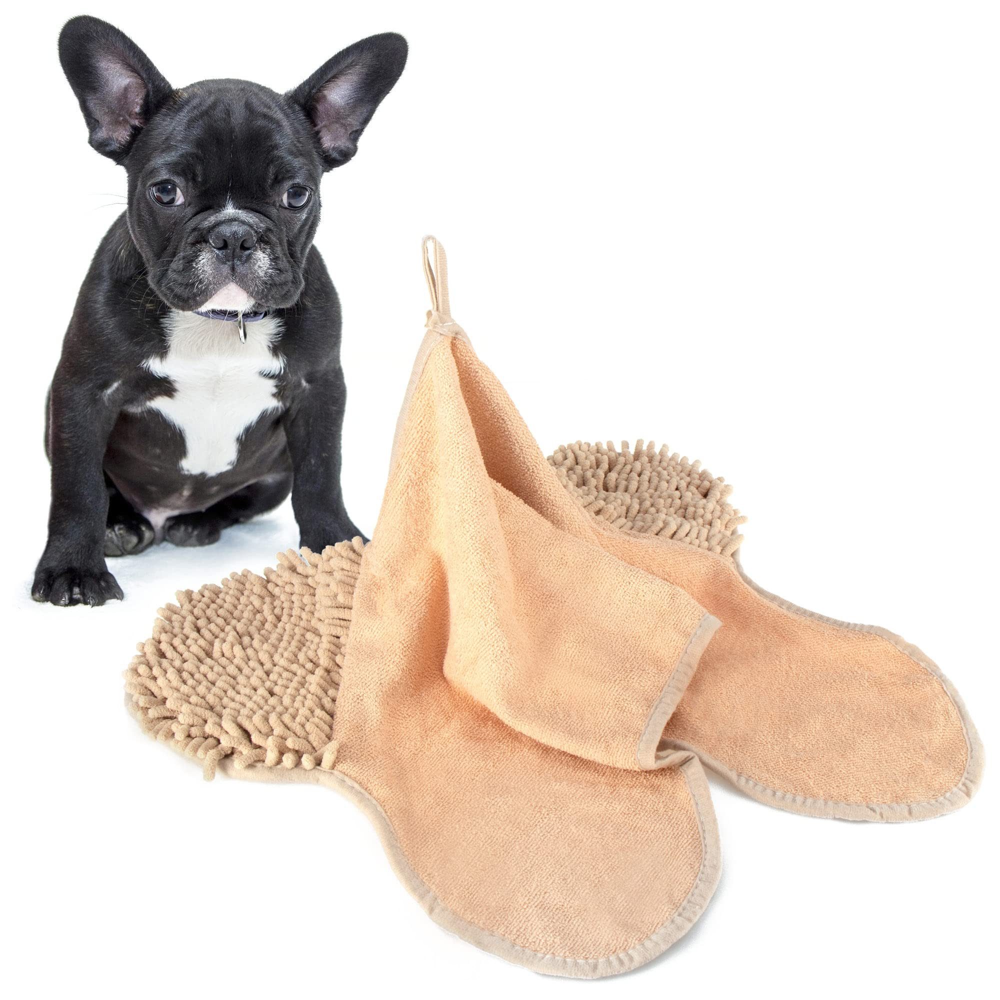 com-four Hundehandtuch Hundehandtuch - Trockentuch mit Eingriff, (1-St), Chenille Trockenhandtuch - Haustiertuch