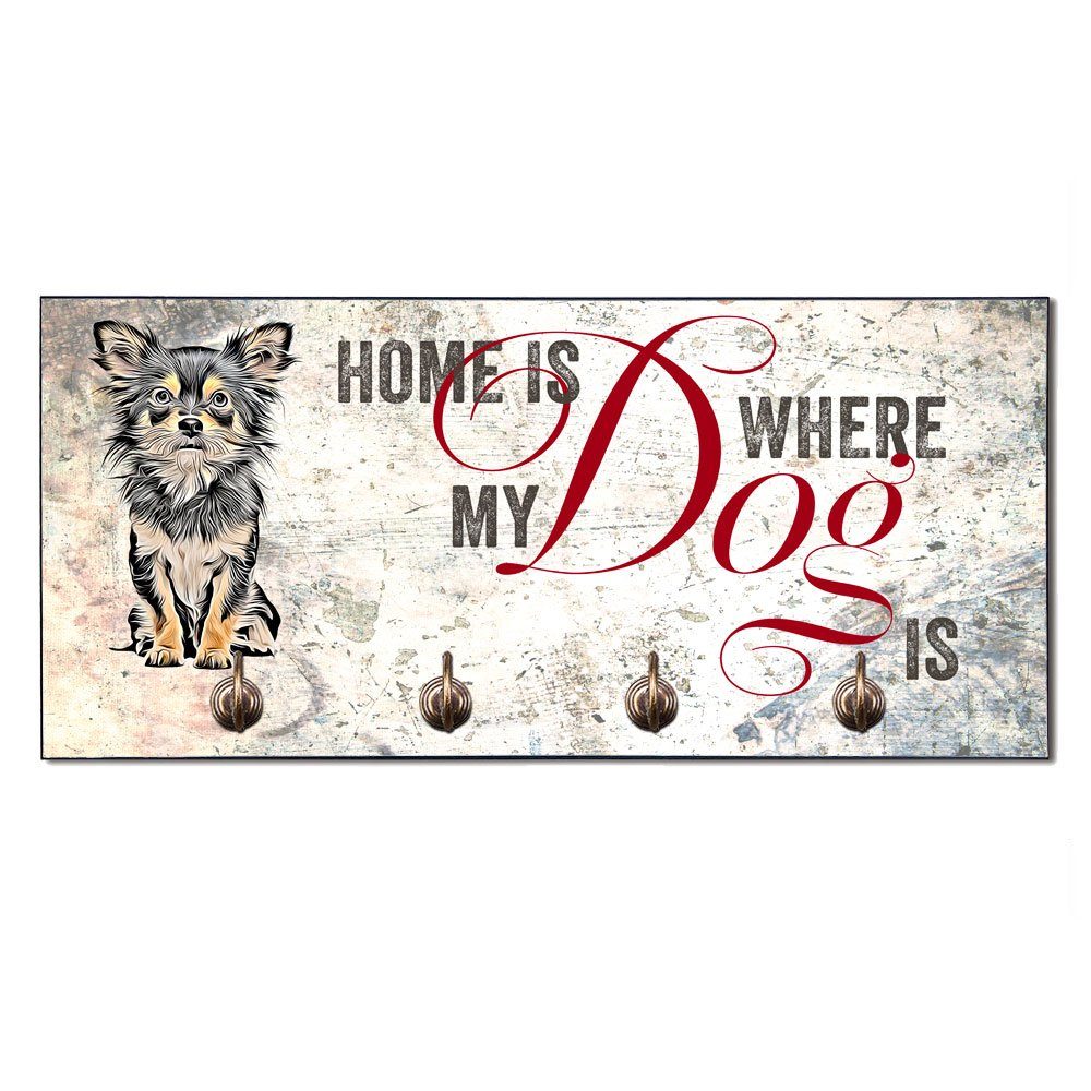 (Garderobe - Hundezubehör Haken), für mit Cadouri Wandboard für Wandgarderobe CHIHUAHUA mit abgeschrägten Hundegarderobe handgefertigt, Hundebesitzer 4 Ecken, MDF,
