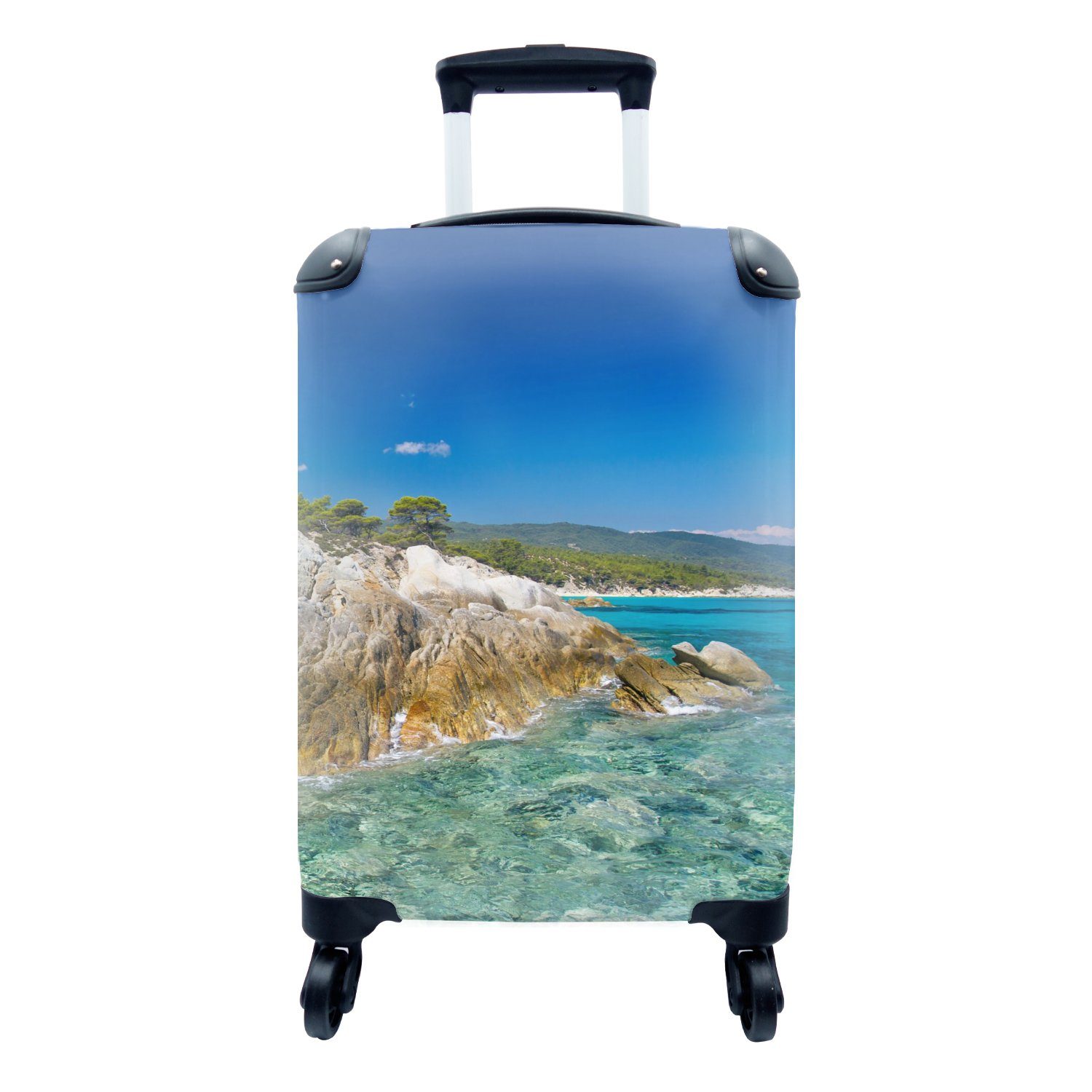 Reisetasche Tropisch, Sommer Rollen, Handgepäck für Klippe - 4 Trolley, rollen, Handgepäckkoffer - - Meer mit MuchoWow Reisekoffer Ferien,