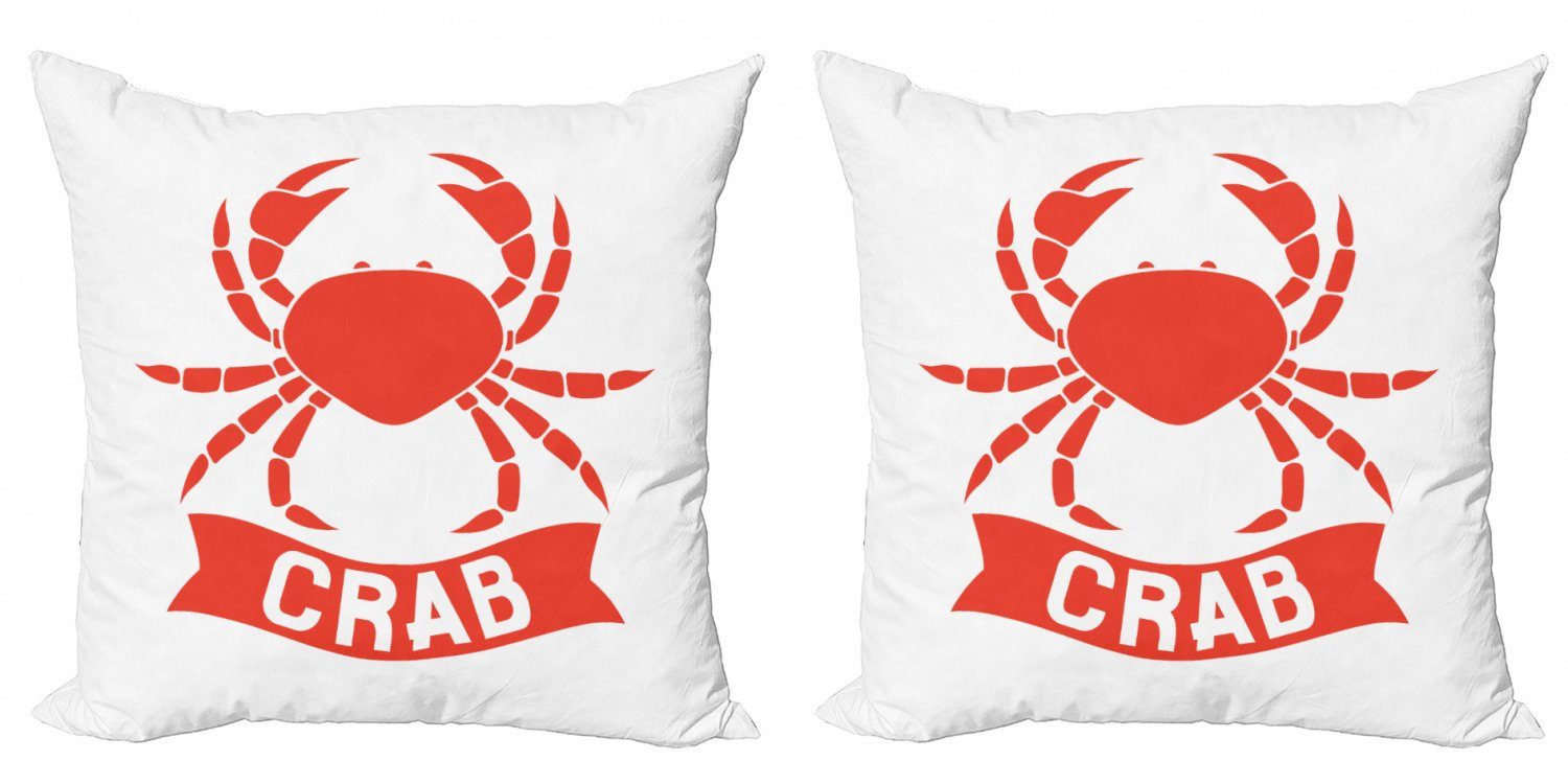 Modern Abakuhaus Rot Accent (2 Schalentiere Krabben Kissenbezüge Digitaldruck, in Tier Stück), Doppelseitiger