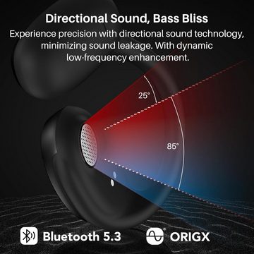 TOZO Bluetooth 5.3 Duales Mikrofon Klarer Anruf Schweißfest für Running Open-Ear-Kopfhörer (Sicherer Halt für intensive Workouts und drahtlose Freiheit beim Training., mit Ohrhaken für Langzeitwiedergabe mit digitaler Anzeige)