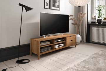 Natur24 Lowboard TV-Board Swig Wildeiche massiv geölt 160x50 mit 2 Schubladen 4 Fächern