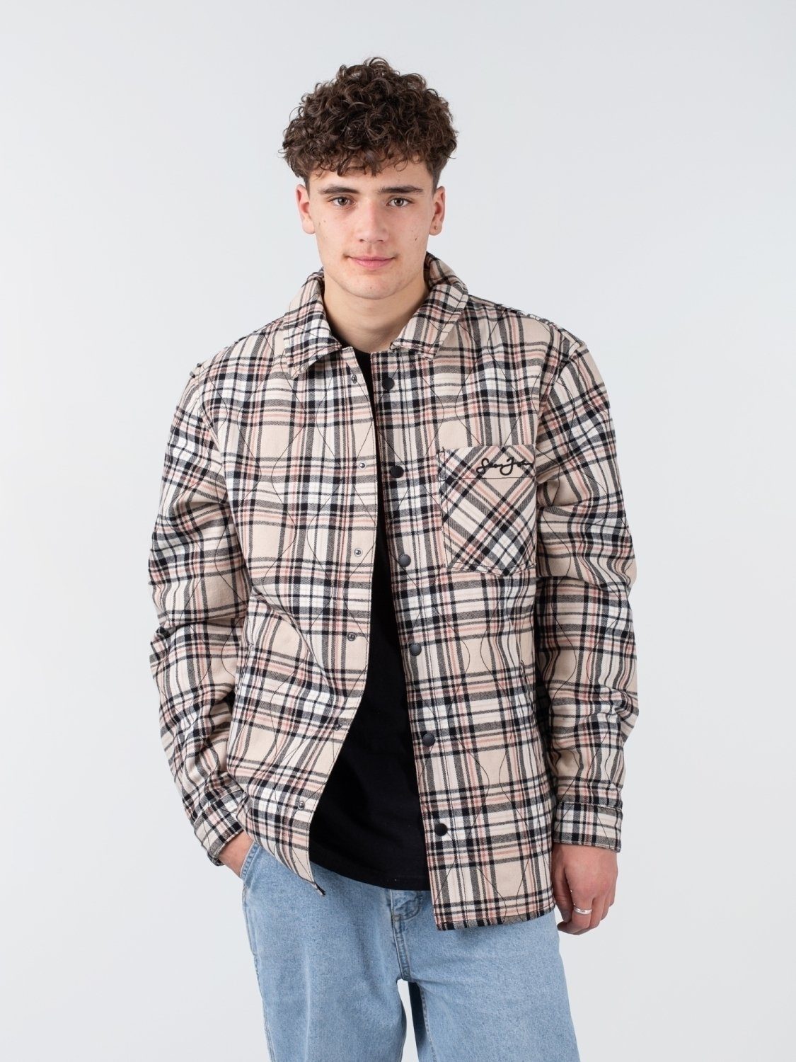Sean John Hemdjacke Sean John Script Logo Padded Flannel Overshirt