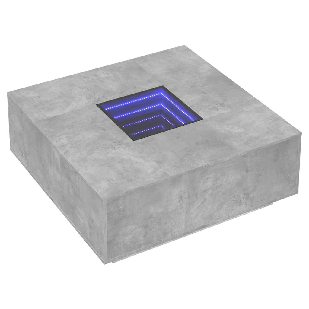 vidaXL Couchtisch Couchtisch mit Infinity-LED Betongrau 100x100x40 cm (1-St)