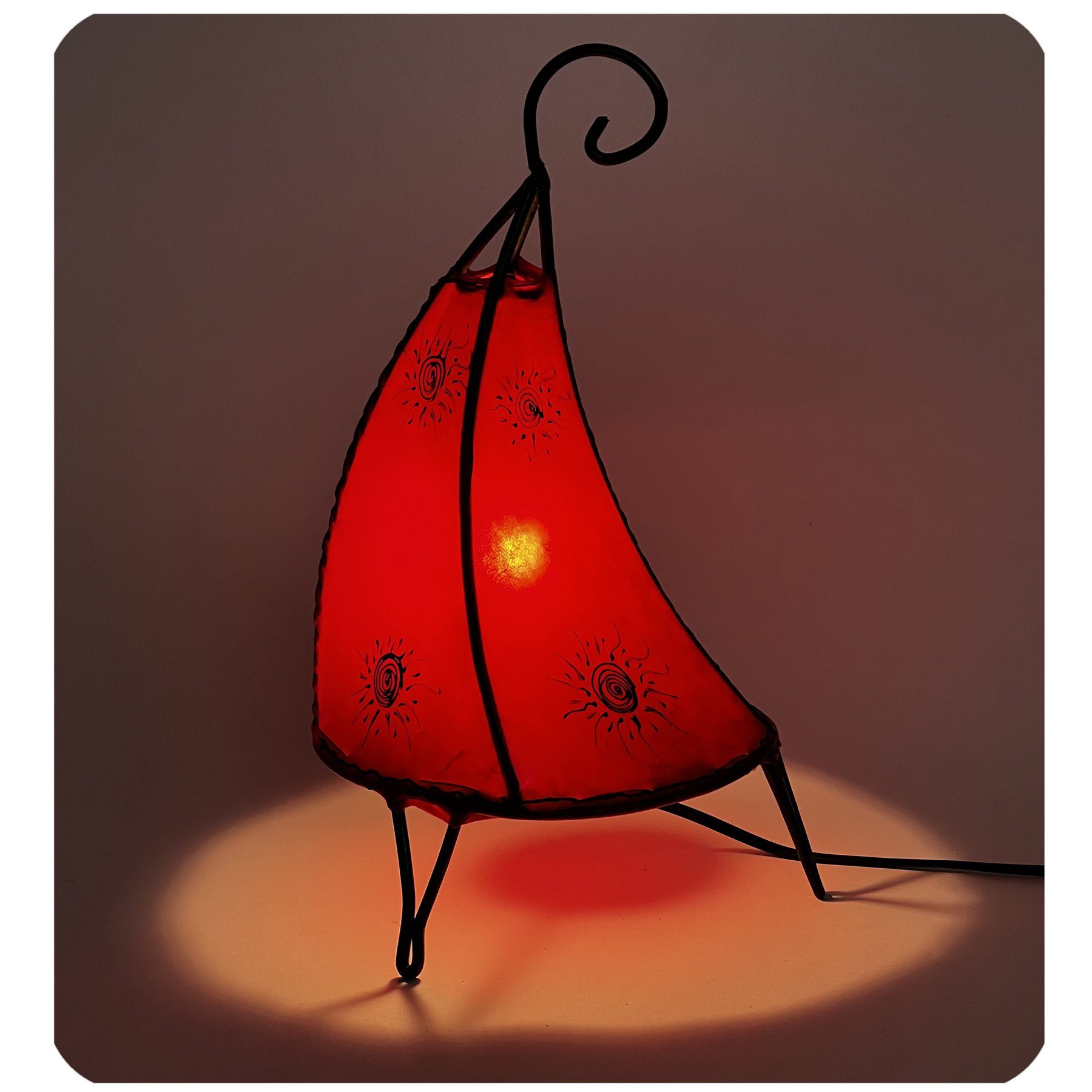 SIMANDRA Stehlampe Tissir Sonne 36 cm, Ambilight, ohne Leuchtmittel, Warmweiß, marokkanische Lederlampe