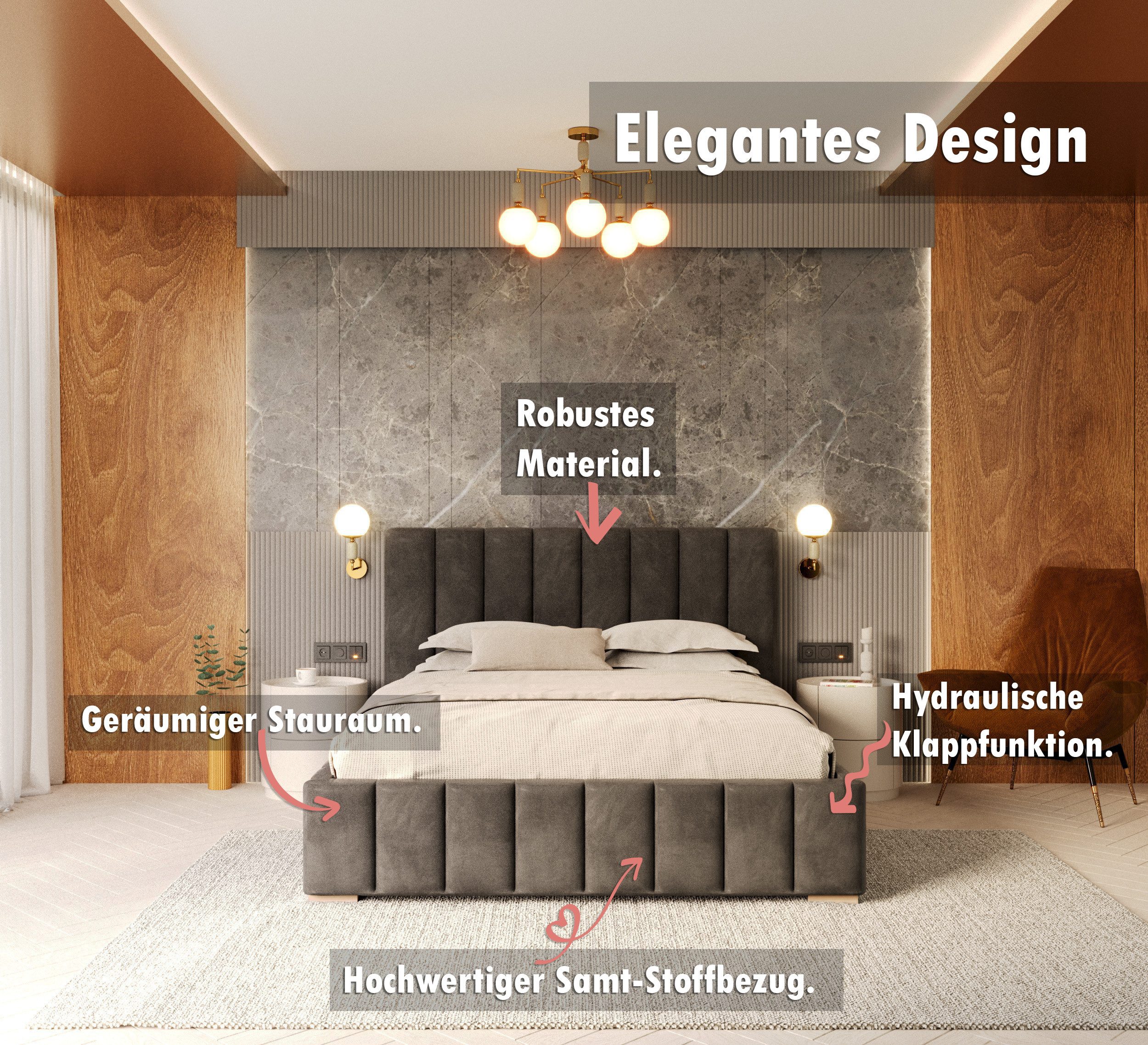 thematys Polsterbett Bett Stauraumbett Velours 90x200, 120x200, 140x200, 16 günstig online kaufen