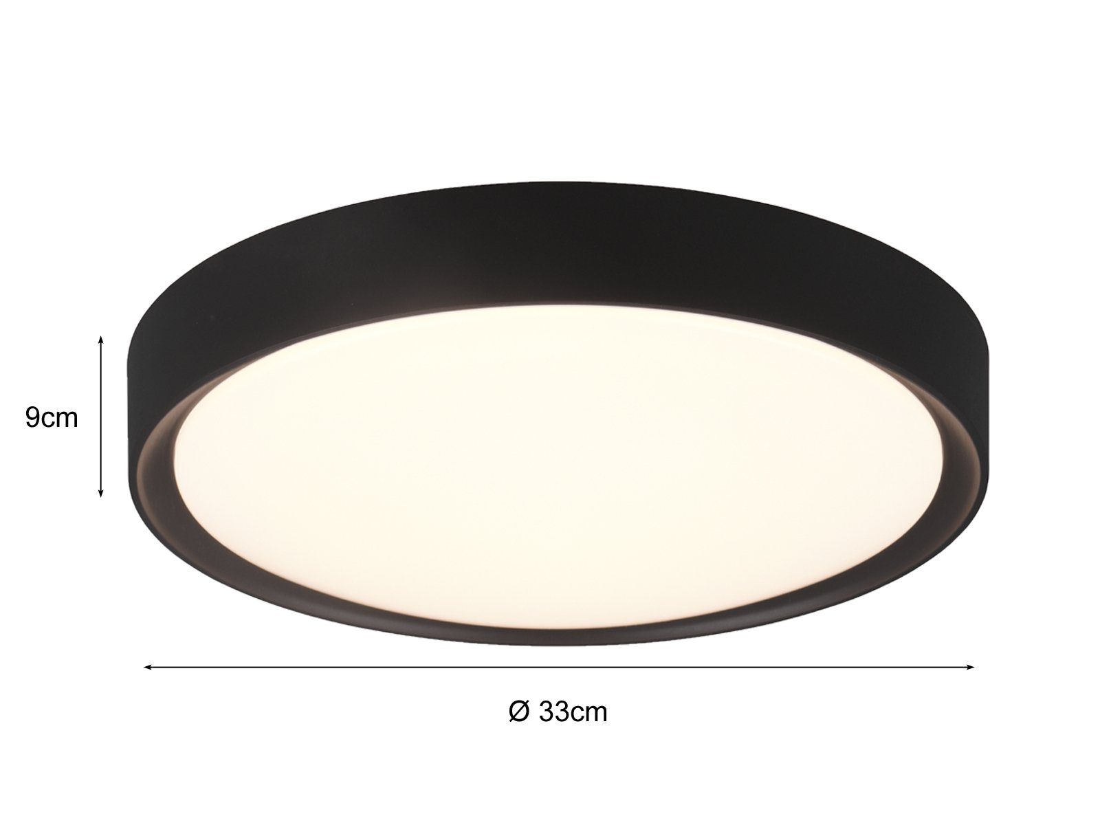 Decke LED Schwarz WC fest für matt Schwarz LED Gäste 2erSet Deckenleuchte, integriert, meineWunschleuchte IP44 Badezimmerlampen Badlampe Warmweiß, Ø33cm